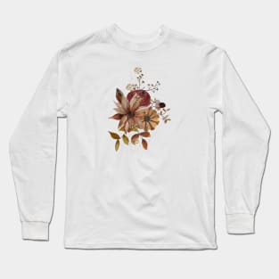 Autumn Watercolor Flowers with glitter - pale rose background Long Sleeve T-Shirt